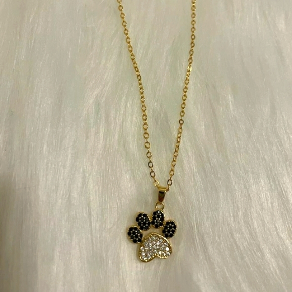 Heart Paw Print Zircoin Pendant Necklace - Picture 5 of 6